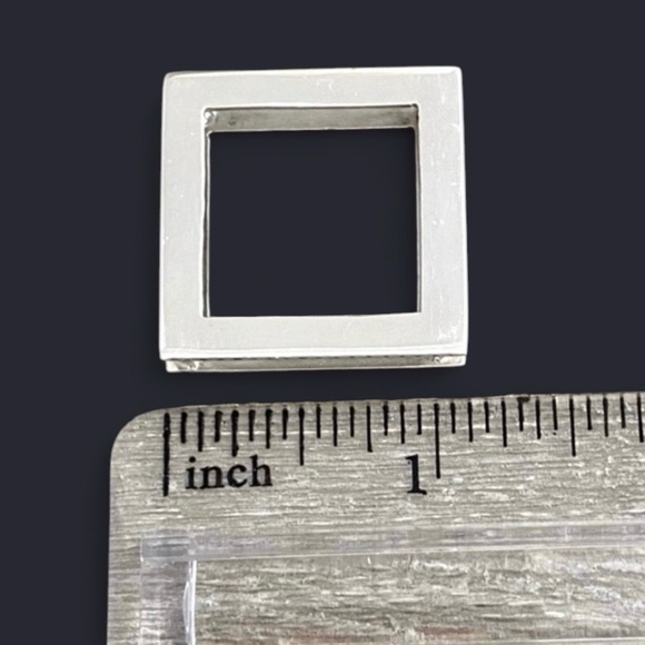 Sterling Silver Square/Geometric Pendant Earring & 18” Snake Chain Set 13.7g - Picture 5 of 12